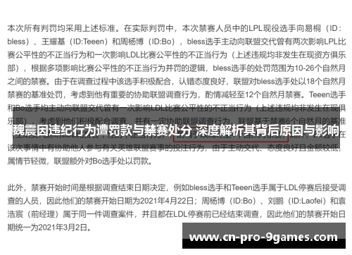 魏震因违纪行为遭罚款与禁赛处分 深度解析其背后原因与影响